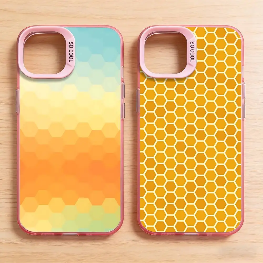 

Honey Bee Honeycomb Phone Case for iPhone 17 16 Pro Plus 15 14 13 Max Mini 12 11 X XS Air Shield Bumper