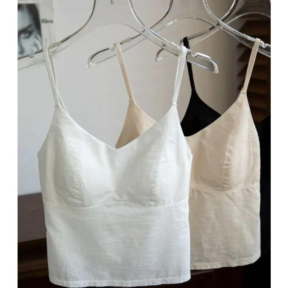BANERDANNI Regata Estilo Old Money Feminina Verão Sem Mangas Costas À Vista Com Sutiã Embutido Uso Interno E Externo S‑XL