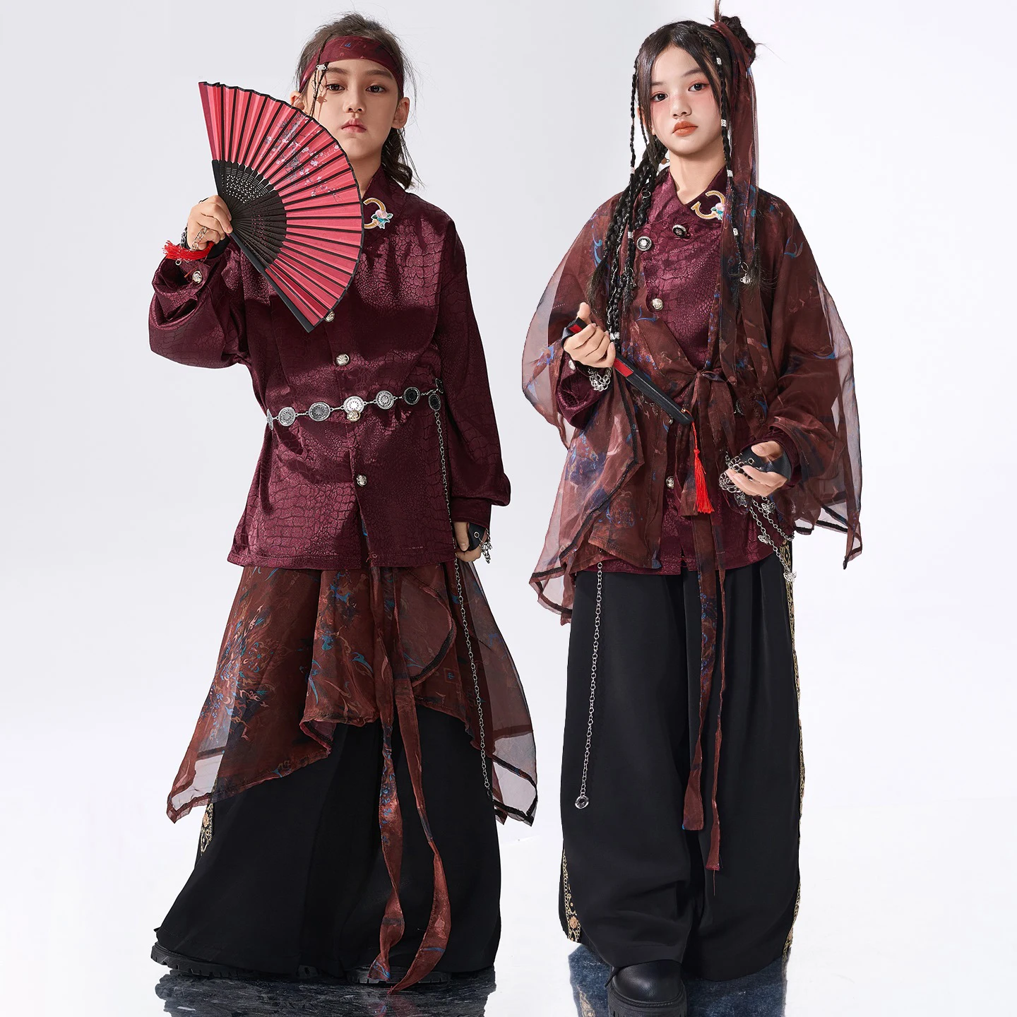 

2025 Chinese Style Hip Hop Dance Clothes Girls Boys Modern Hanfu Suit Catwalk Concert Performance Clothing Stage Outfits BL17372