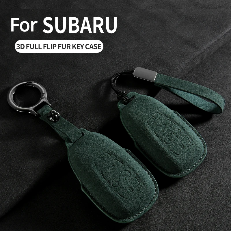 Car Key Case For Subaru BRZ STI Legacy Forester Crosstrek Impreza WRX Ascent Outback Suede Car Keychain For Subaru