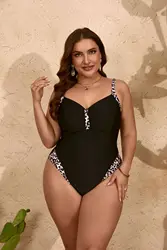 New Sexy Leopard Spot One Piece Swimsuit Women Plus Size Swimwear Summer Beach Wear Bathing Suit 2025 Mujer Thong Monokini 4XL