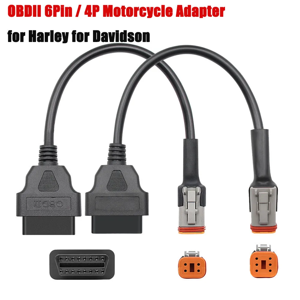 OBDII 6Pin 4Pin Adapter Motorcycle Diagnostic Cable for Harley Da-vidson OBD2 Extension Connector for Harley Motorbikes Cable