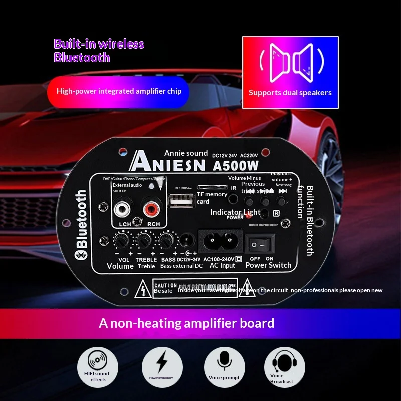 A500 Digital Amplifier Decoder Board Bluetooth Audio Amplifier DIY USB FM Radio TF Player High-power Subwoofer Audio Circuit Boa