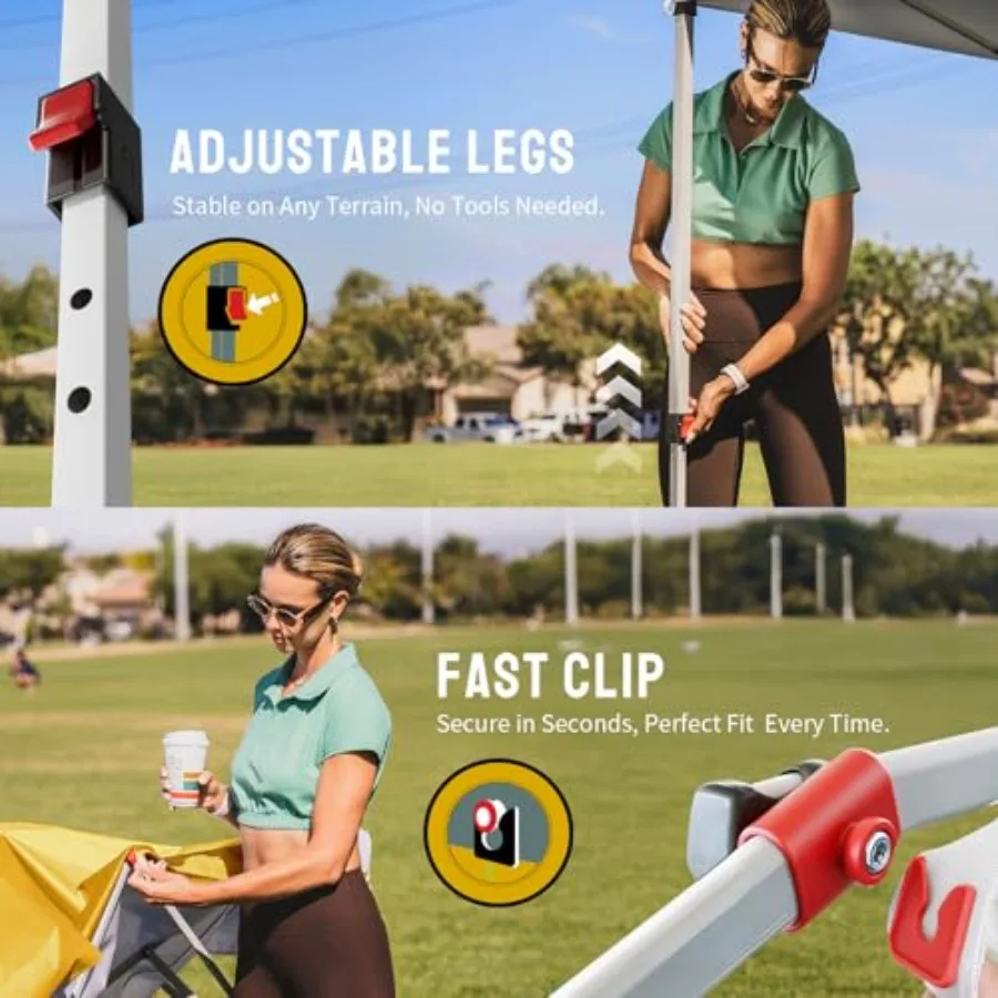 خيمة شاطئ بمظلة منبثقة 8 × 8 مع إعداد دفع واحد، مظلة شمسية سهلة للاستخدام في الهواء الطلق للأحداث والحفلات والتخييم مع حقيبة غطاء STONGo