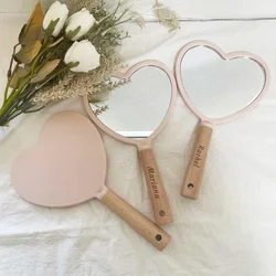 Personalized Makeup Mirror Wedding Gifts For Bridesmaids Bachelorette Bridal Shower Party Favor Engraved Wood Handle Heart Shape