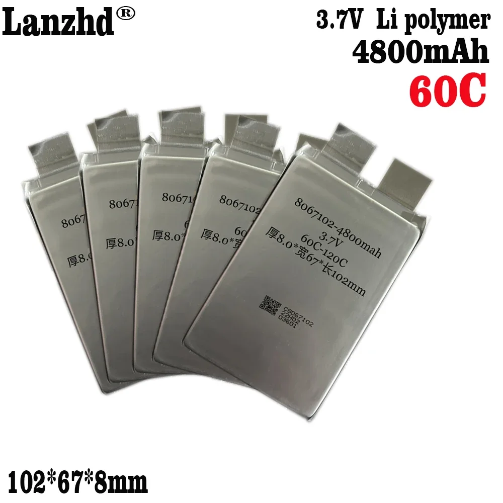 1-12pcs 3.7V 8067102 4800mAh 60C Cell For Jump Starter Drone DIY 2S 3S 4S 7.6V 11.4V Battery Automobile igniter spot welder