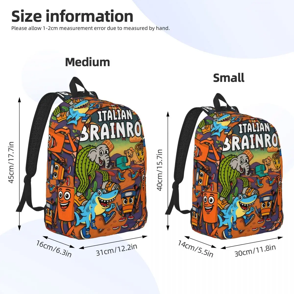 حقيبة ظهر إيطالية Brainrot مضحكة AI Meme للرجال والنساء، حقيبة كتف للكمبيوتر المحمول رائعة للمشي لمسافات طويلة والسفر من Tung Sahur متينة #6