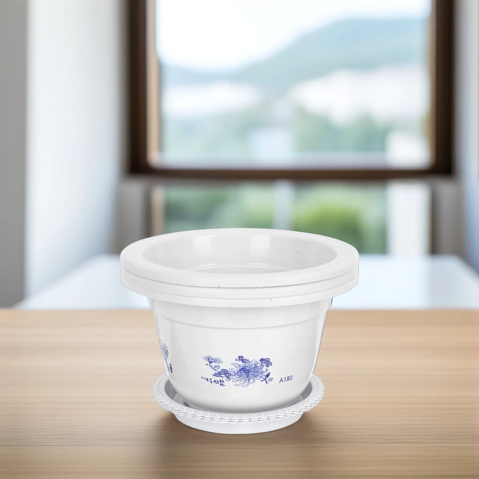 3 قطعة وعاء النباتات الخضراء المستديرة أصيص زهور بلاستيكي مع ثقب الصرف خفيفة الوزن شرفة زارع للمنزل حديقة مكتب عصاري #4