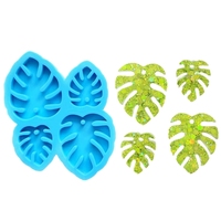R3MC Monstera Deliciosa Earring Combination Necklace Molds Epoxy Jewelry Mold Resin Casting Pendant Mold Suitable for Diy