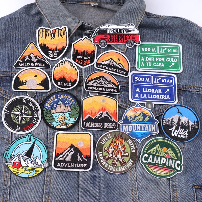 Berg Camping Patch Gestickte Patches Für Kleidung DIY Eisen Auf Patches Für Kleidung Abenteuer Outdoor Patches Auf Kleidung Nähen