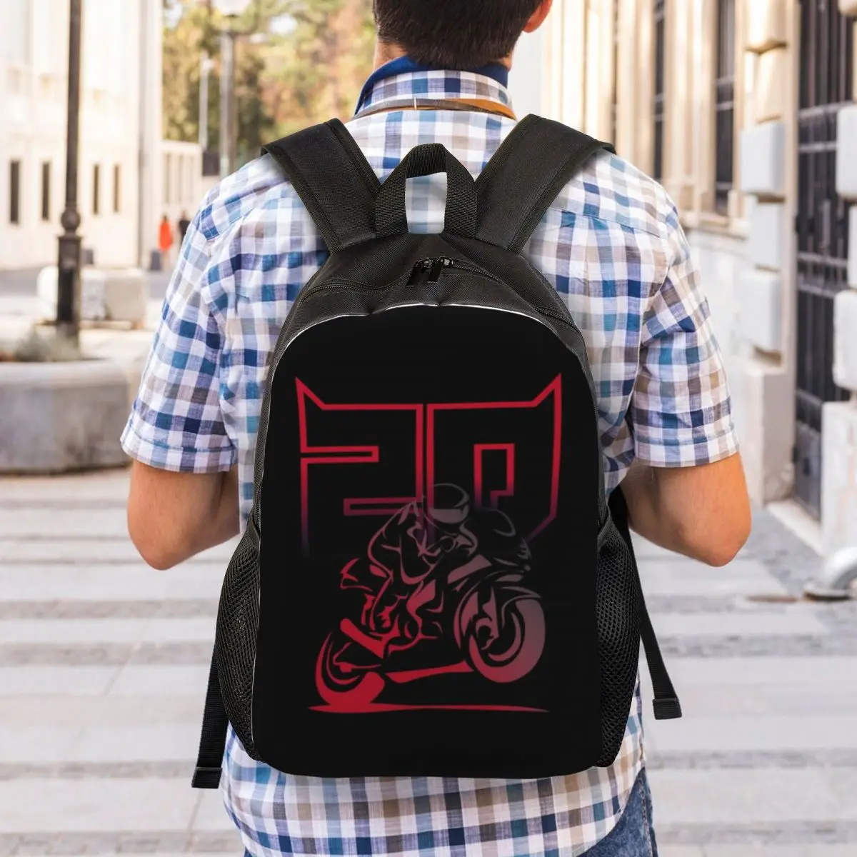 Custom Fabio Quartararo El Diablo Travel Backpack School Laptop Bookbag Motorcycle Rider Sports College Student Daypack Bags