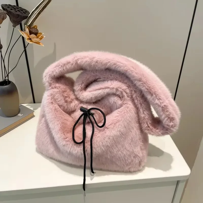 

Velvet Solid Color Shoulder Bags 2025 New Women's Crossbody Bags Simple Fashion Winter Handbag Soft Simple Sewing Thread