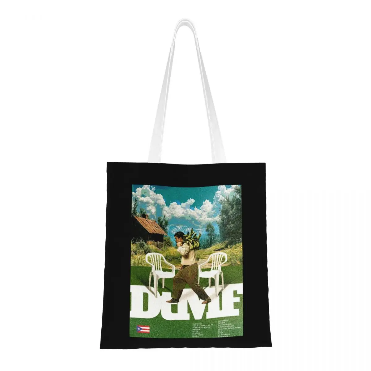 حقيبة حمل قماشية على الطراز القديم من Bad Bunny قابلة لإعادة الاستخدام وحقيبة بقالة ذات سعة كبيرة للجنسين حقائب سفر بورتوريكو