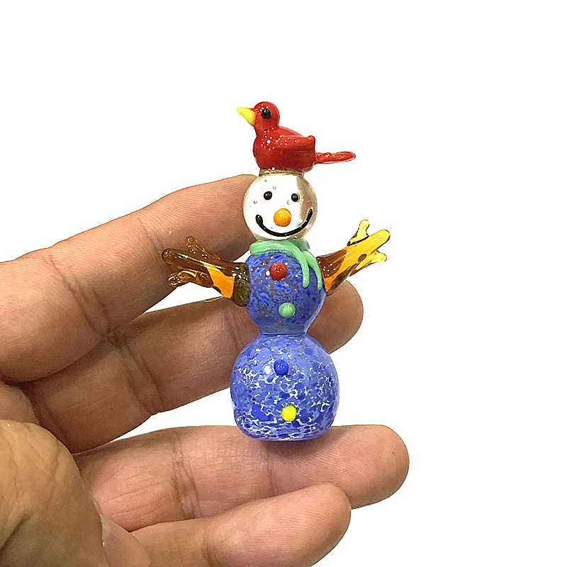 

Handmade Cute Mini Glass Snowman Figurine Ornament Home Desktop Decor Collection Creative Holiday Party New Year Christmas Gift