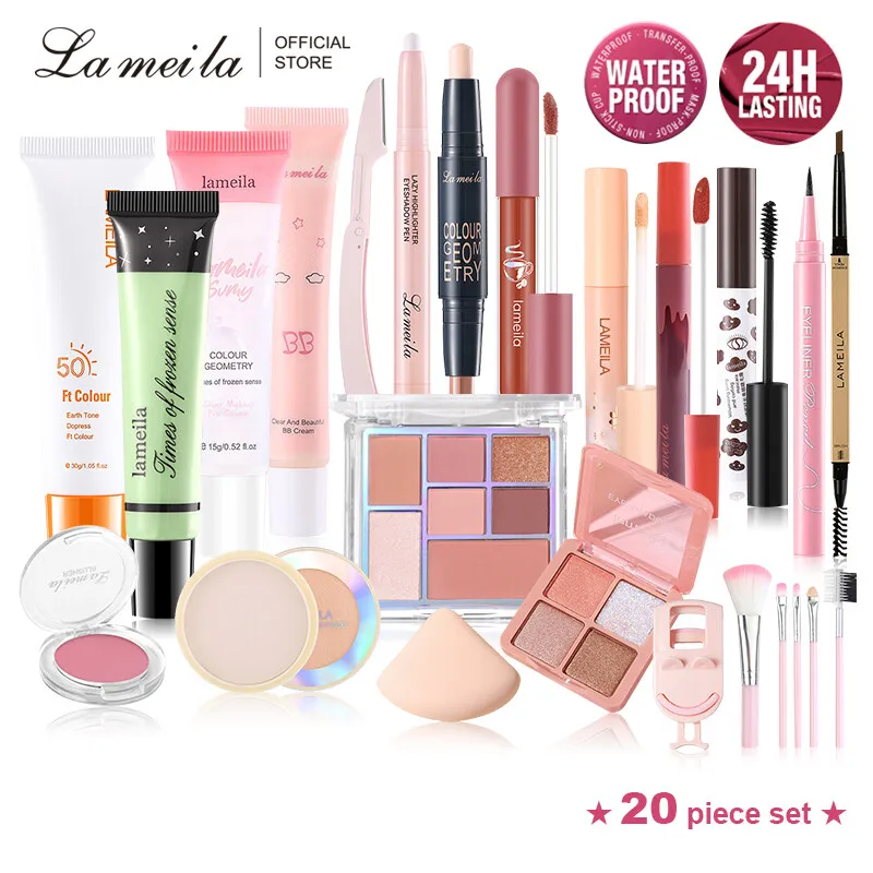 

Lameila Full Set Of Cosmetics 20 PCS BB Cream Front Cream Protection Cream Concealer Eye Cosmetics Lipstick Makeup Tool