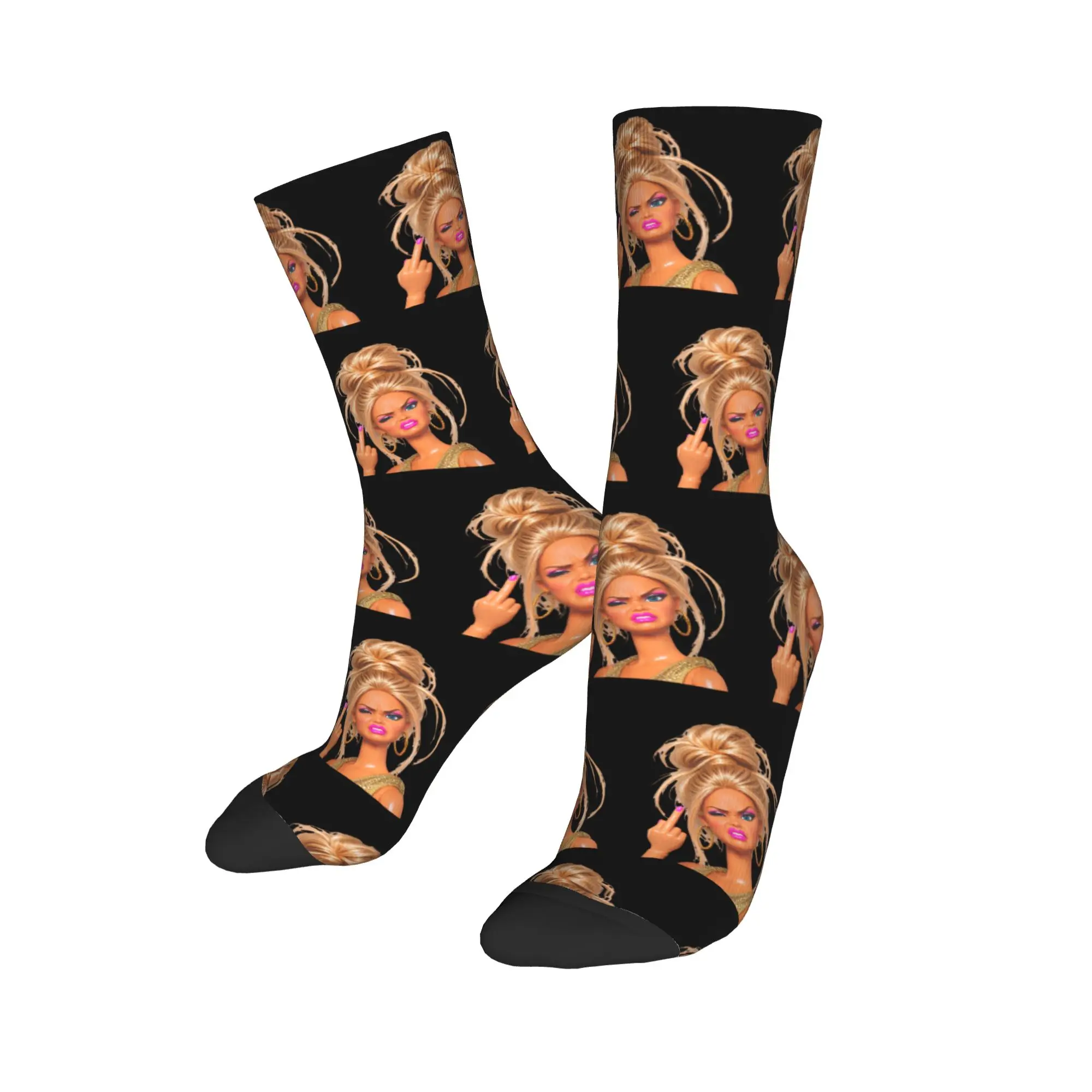 Blonde Doll Disheveled Doll Crew Socks for Women Men Accessories All Seasons  Soft Long Socks Non-slip