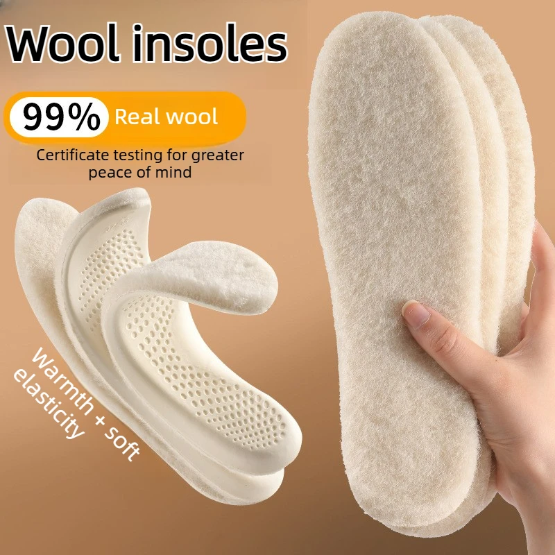 Wool Latex Warm Insoles - Comfortable Breathable Cold-Resistant Soft and Elastic Anti-Slip Odor-Resistant Customizable