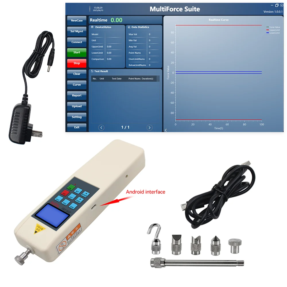 

ALIYIQI (HFR)Push Pull Force Gauge With Android Interface USB Digital Dynamometer Force Traction Force Meter Measure Force Tools