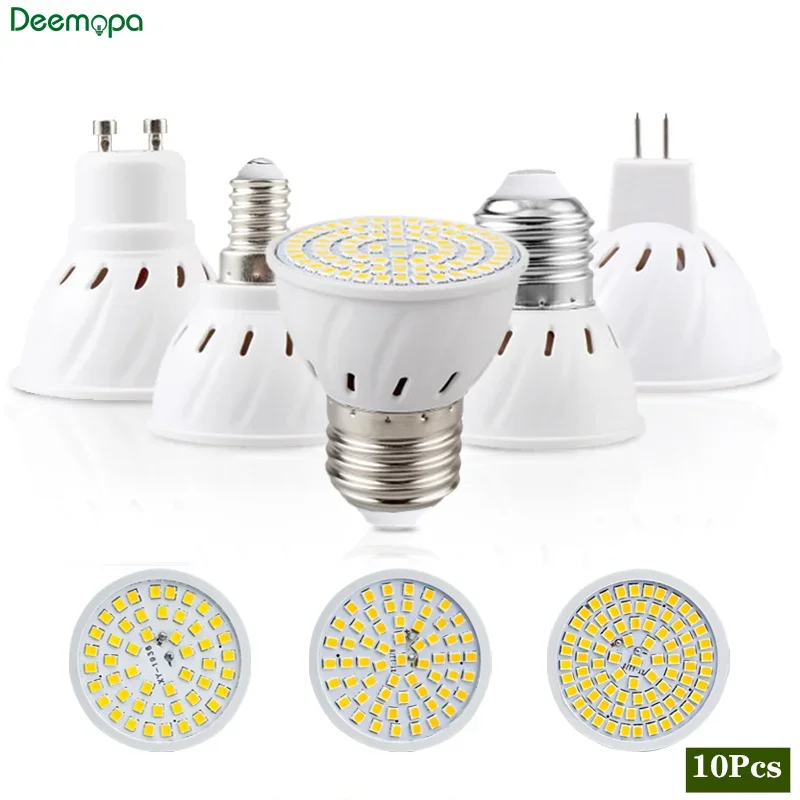 10pcs/lot E27 E14 Lampada LED Spotlight GU10 MR16 Bombillas Led Lamp AC 220V 110V 48 60 80LEDs 2835 SMD LED Bulb Indoor Lighting