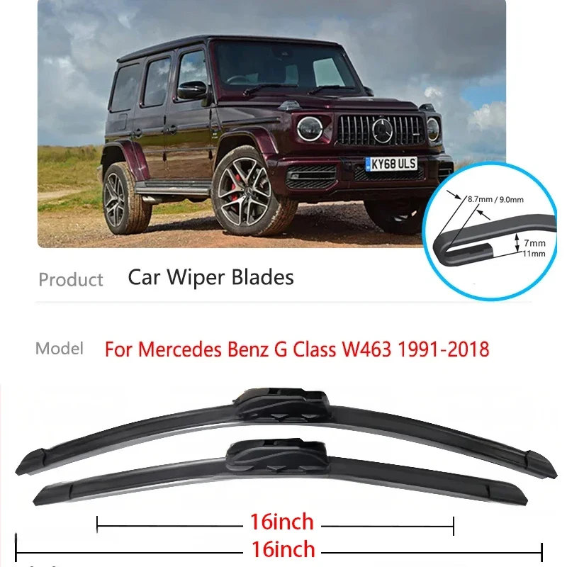 

2x For Mercedes Benz G Class W463 1991~2018 Frameless Front Wiper Blades Rubber Windshield Windscreen Cleaning Auto Accessories
