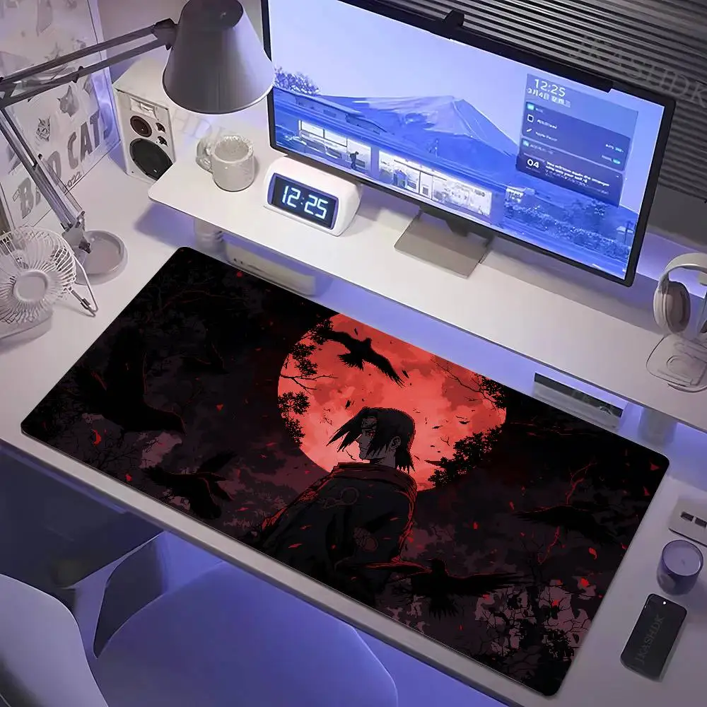 Mouse Pad Gamer Larger XXL Uchiha Itachi Madara N-Naruto Uzumaki Computer Keyboard Desk Mat Pc Gaming Accessories Black Mousepad