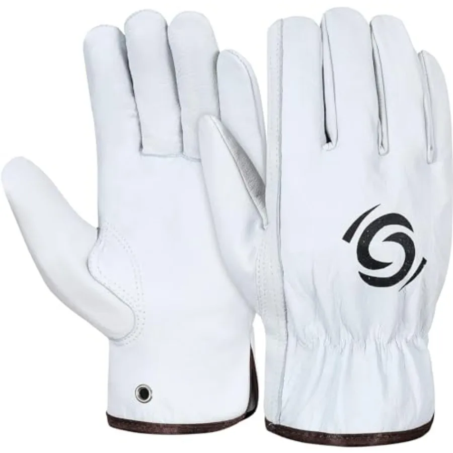 

Leather Work Gloves Pack of 12 Pairs Warehouse Gardening Construction Gloves for Men Women Goat Skin Working Gloves