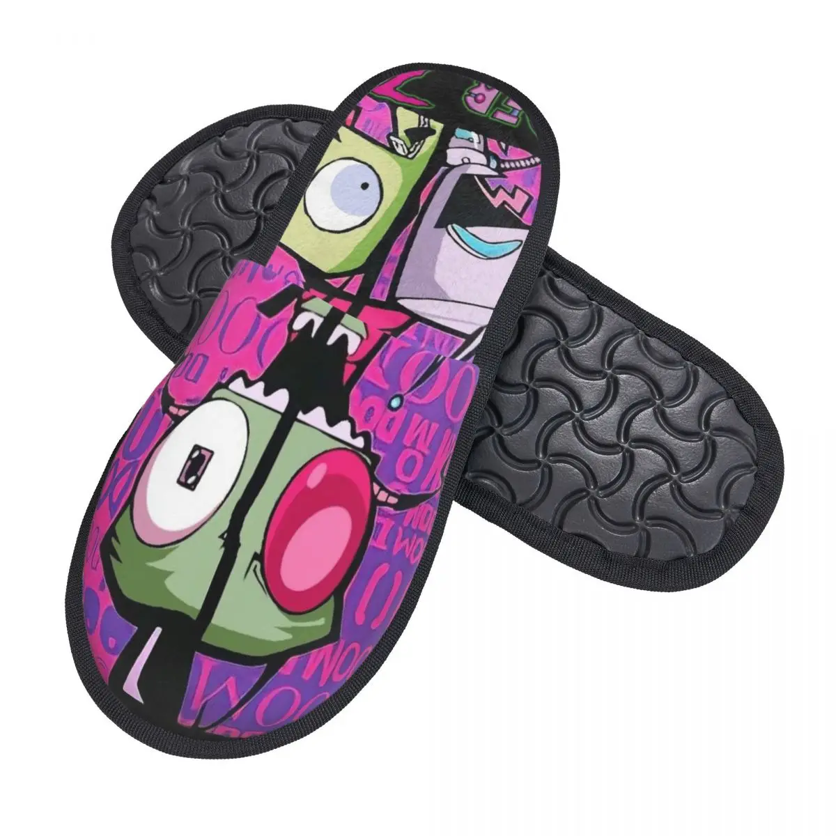 Custom Print Women I-Invader Z-Zim Cartoon Poster House Slippers Cozy Warm Memory Foam Fluffy Slipper Indoor Outdoor Shoes