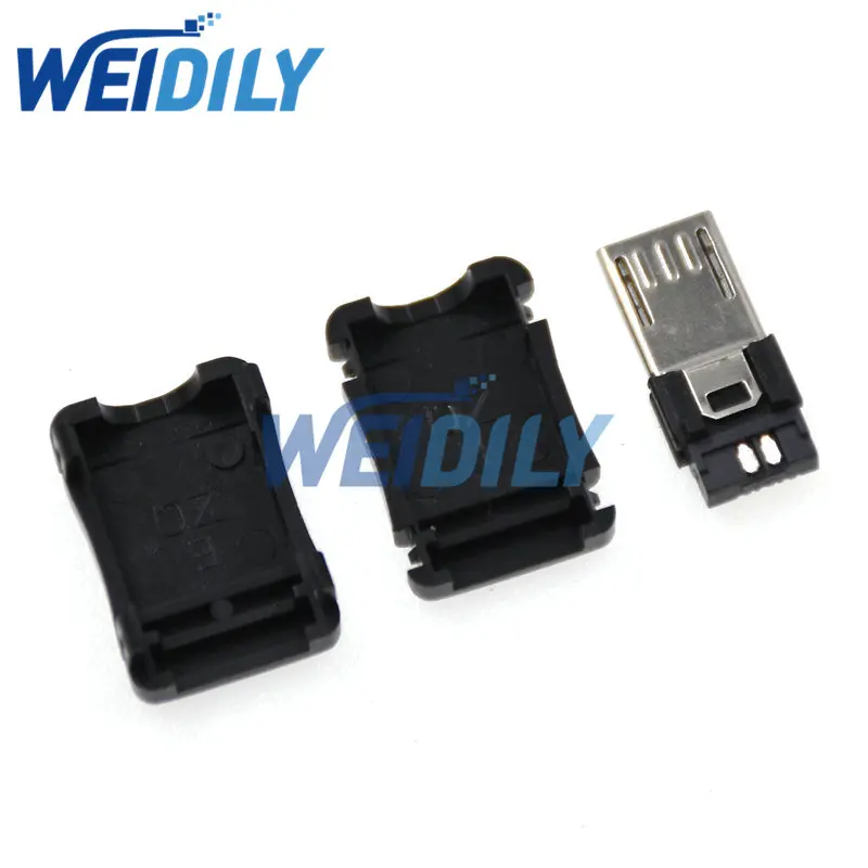 10PCS Micro USB 5 Pin T Port Male Plug Socket Connector With Plastic Cover for DIY Adapter PCB SDA Data Cable Line New