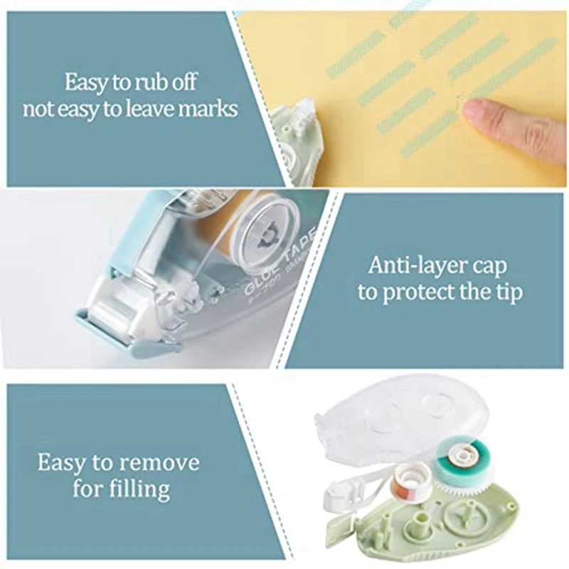 12 حزمة شريط مزدوج الجوانب الأسطوانة 3 ألوان سجل القصاصات شريط لاصق الأسطوانة الشريط لعداء الشريط سكرابوكينغ