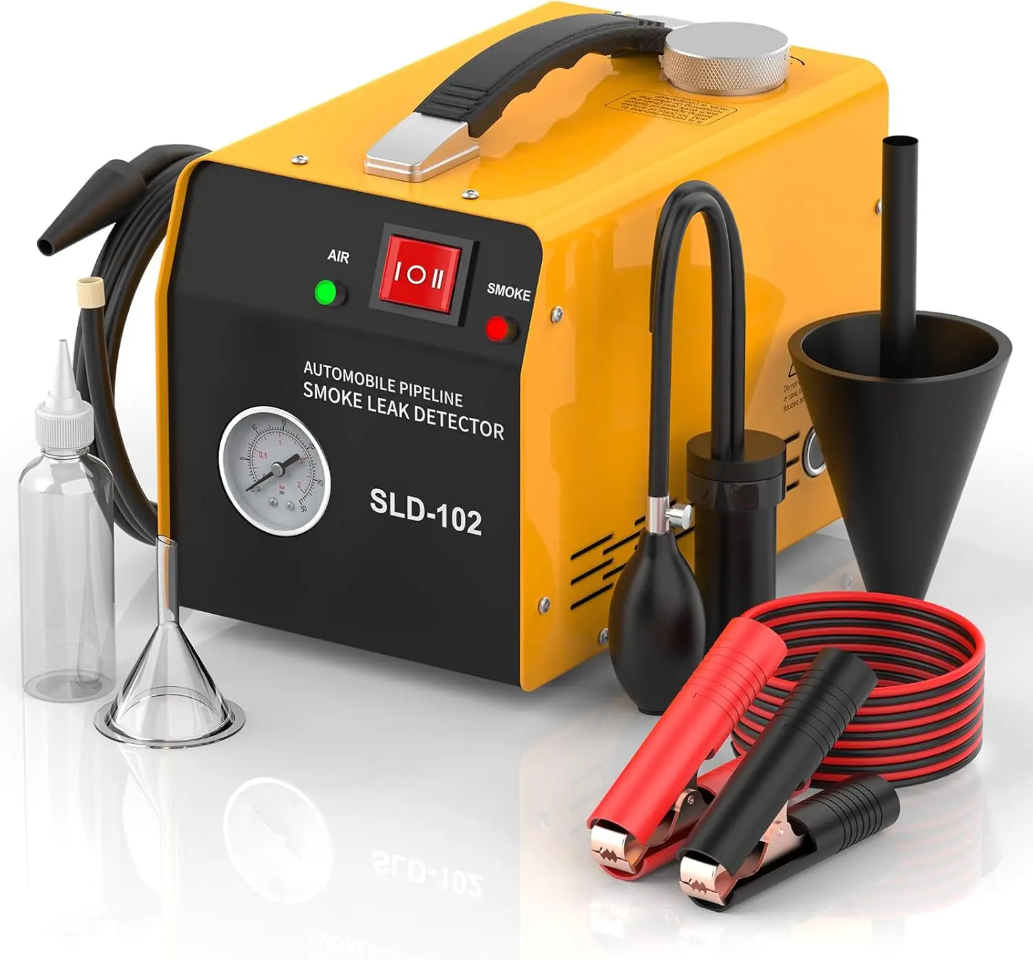 

Professional Automotive Smoke Machine with Built-in Air Pump & Pressure Gauge for Leak Detection in Vacuum, Fuel, EVAP Systems