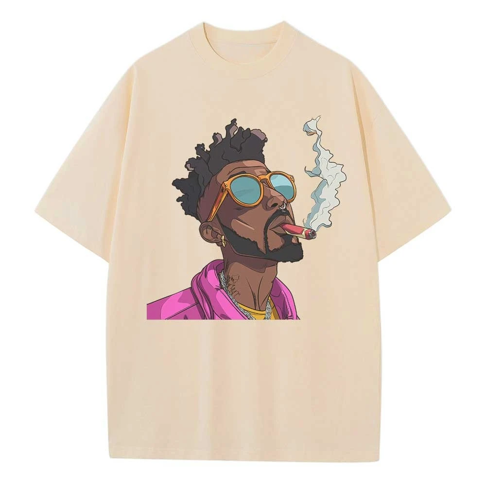 Summer Cotton Baggy T Shirt Rapper Cartoon Graphic Tees Dropped Shoulder Vintage Unisex Tops Oversize T Shirts Breathable Print