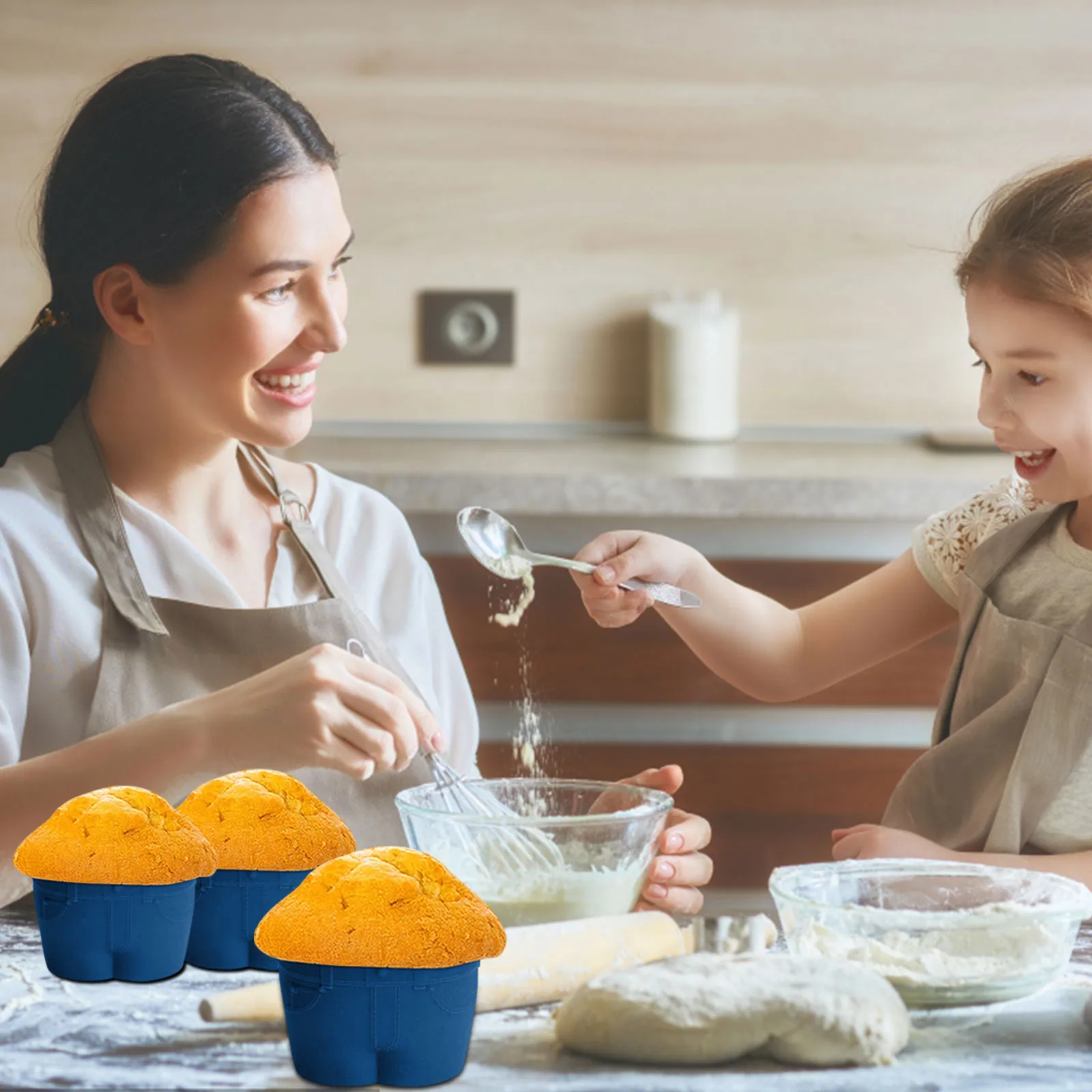 Silicone Cupcake Baking Cups Cute Jeans Style Baking Utensils Pants Muffin Liners Holders Great Gifts Idea For Baker