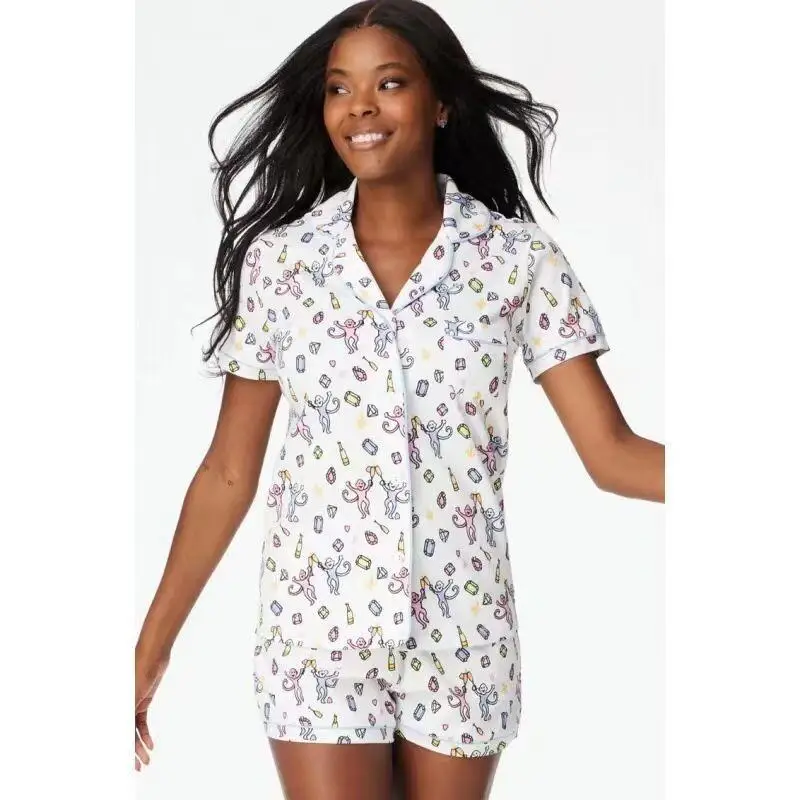 

Women's Pajama Set Fashion Homewear Short Sleeve Printed Set Soft For Women Home Loungewear Spring Summer Casual European Style
