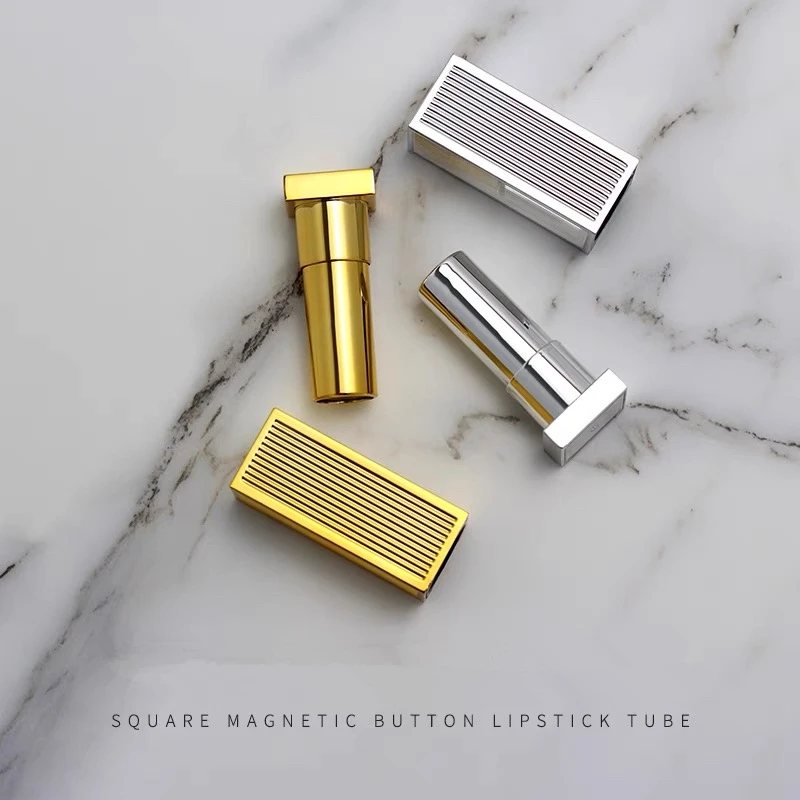 100pcs 12.1MM Empty Lipstick Tube Magnetic Refillable Lipstick Bottle DIY Square Lip Balm Container