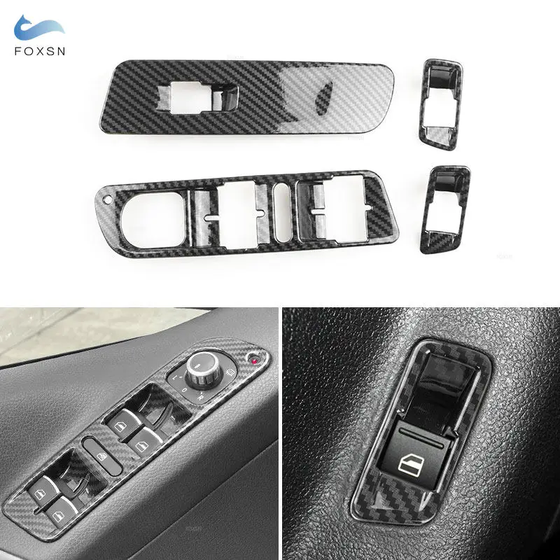 Car Door Armrest Panel Window Lift Switch Button Frame Cover Sticker Trim For VW Tiguan 2010 2011 2012 2013 2014 2015 2016 2017