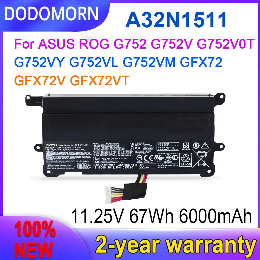 

11.25V New A32N1511 Laptop Battery For ASUS ROG G752 G752V G752V0T G752V YG752VL G752VM GFX72 GFX72V GFX72VT Series