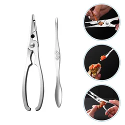 Crab Claws and Needles Cutlery Crackers Shear Handheld Scissor Plier Fork Clamp Eating Tool Gadget Stainless Steel Opening