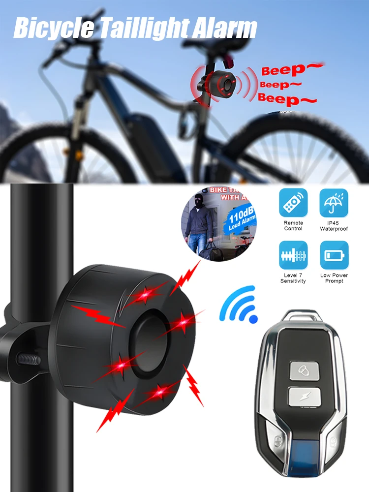 AliExpress iHseno Wireless Bicycle Taillight Alarm Remote Control Smart Motorcycle Electric Bike Burglar Alarm