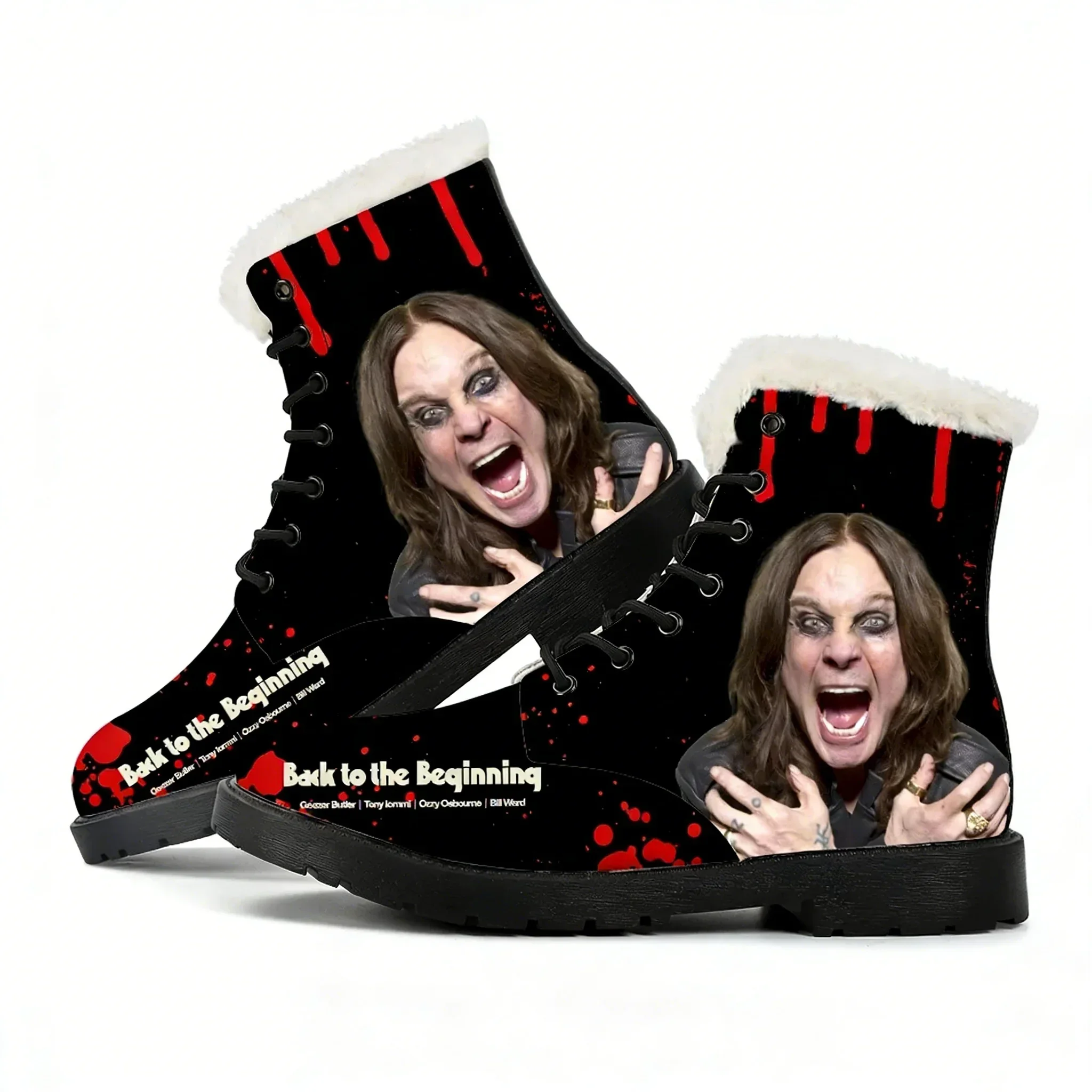 

Плюшевые ботинки Ozzy Osbourne 1948-2025: мужские и женские повседневные кожаные ботинки для улицы, сохраняющие тепло, в стиле «Back To The Beginning», с возможностью индивидуального дизайна