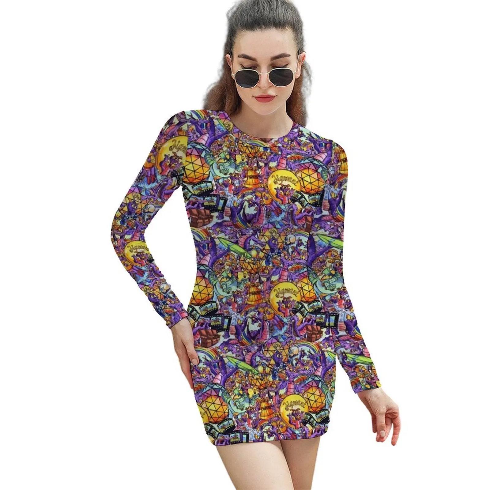 

THE ORIGINAL Figment Collage Long-Sleeved Sheath Dress dresses summer dresses ladies 2024 summer Women's summer skirt