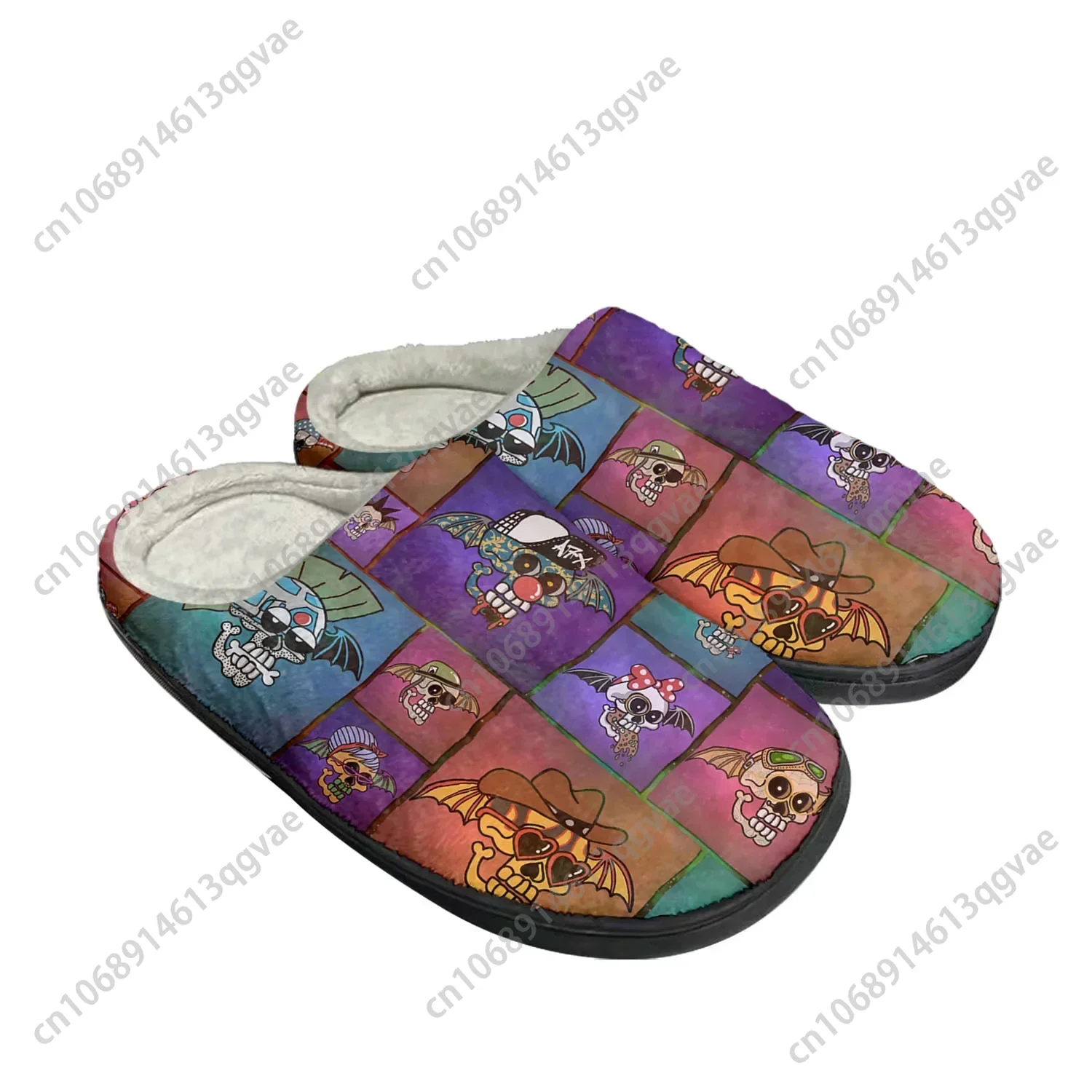 Avenged Sevenfold A7X Zapatillas de algodón para el hogar, sandalias para hombre y mujer, zapatos informales de felpa para dormitorio, zapatillas térmicas personalizadas para mantener el calor