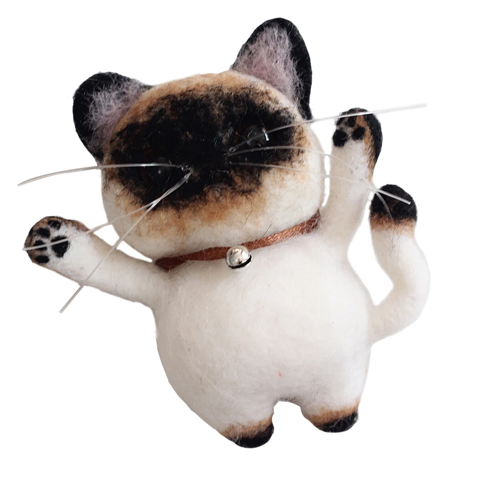 

1Set Handmade Felting Kit Cat Wool Fiber DIY Needlecraft Art Material for Parent Child Bonding Creative Fun Activities