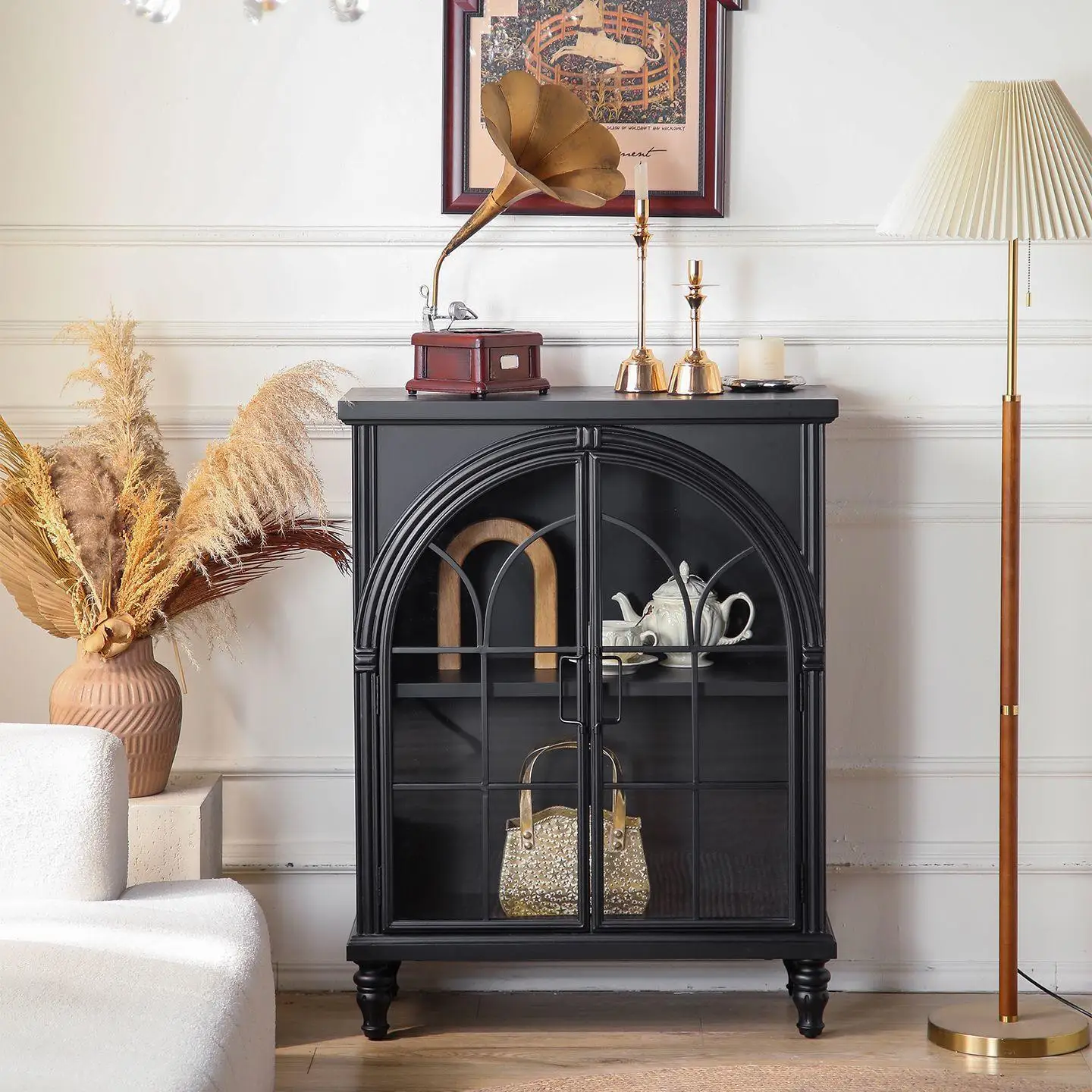 Arch glass display cabinet, sofa side cabinet, entrance decorative locker