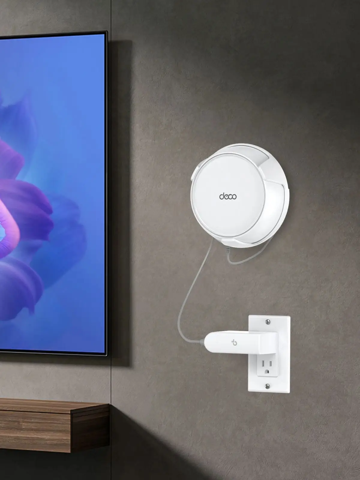 EDUP HY-WT1220 3PCS Easy Setup Custom White Wifi Wall Mount Holder for TP-Link Deco BE Mesh WiFi 7 System Space-Saving Bracket