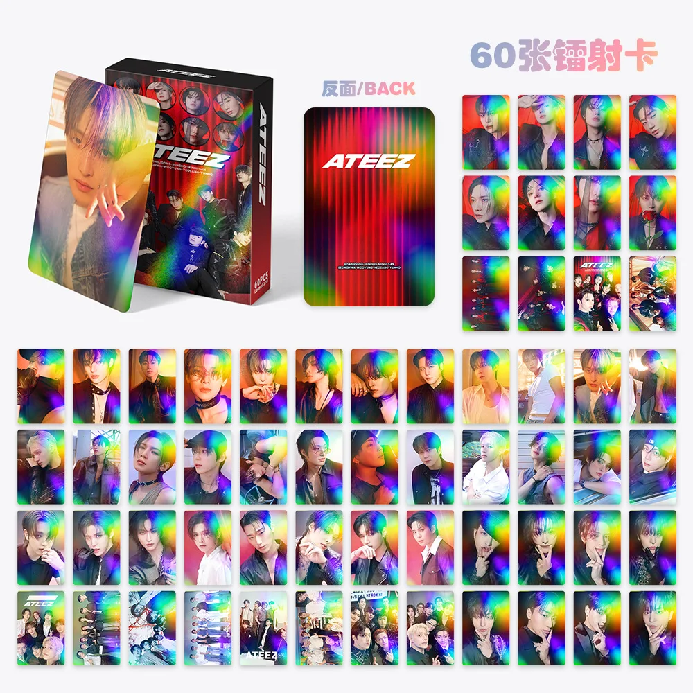 

60 шт., фотокарточки Aniteez Lomo, двусторонние Mingi Seonghwa San Yunho Hongjoong Jongho Wooyoung Yeosang, фотокарточка, подарок для фанатов