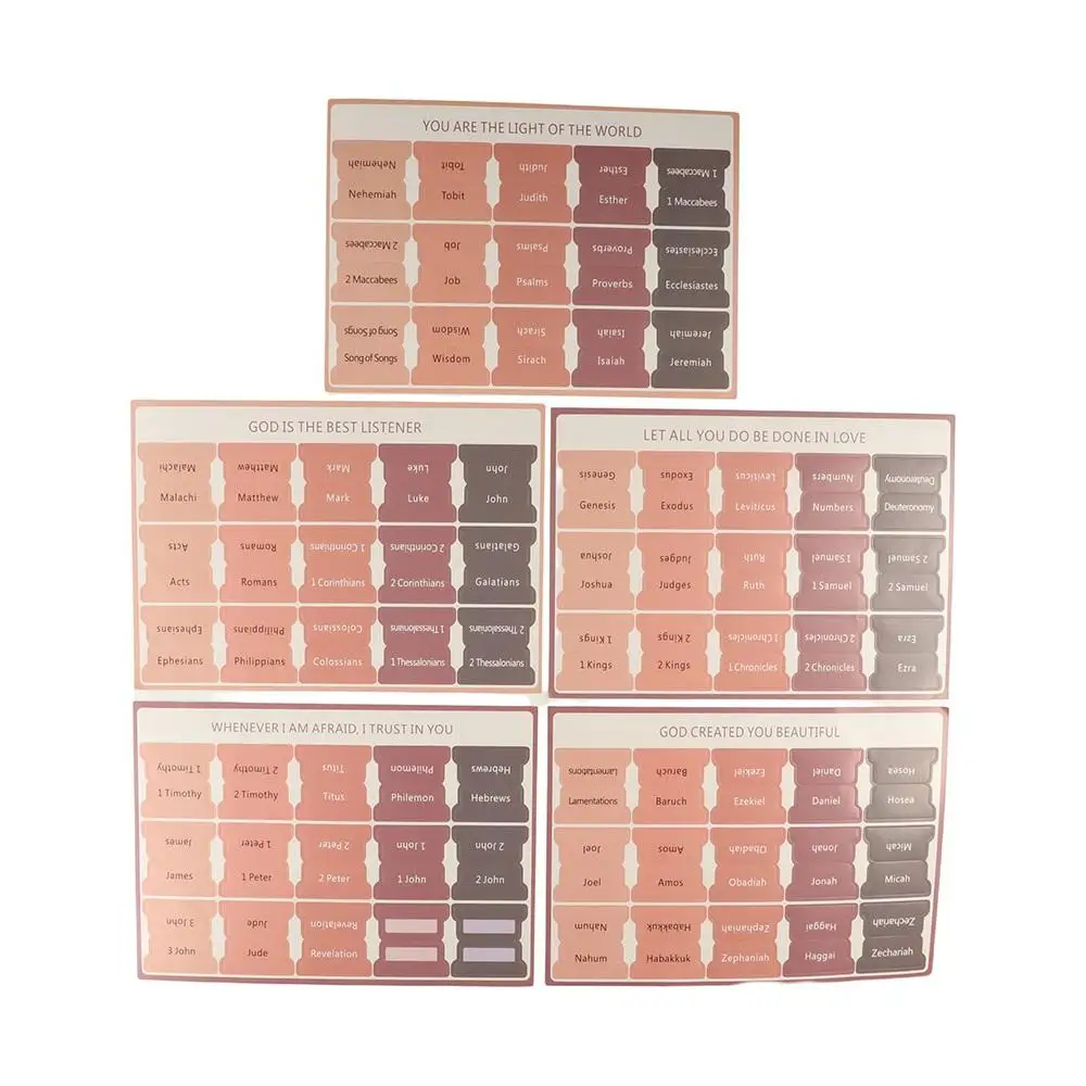 Book Accessories 5 Sheet Bible Index Removable Self-adhesive Bible Sticker Easy Read Writable Bible Label Study Supplies