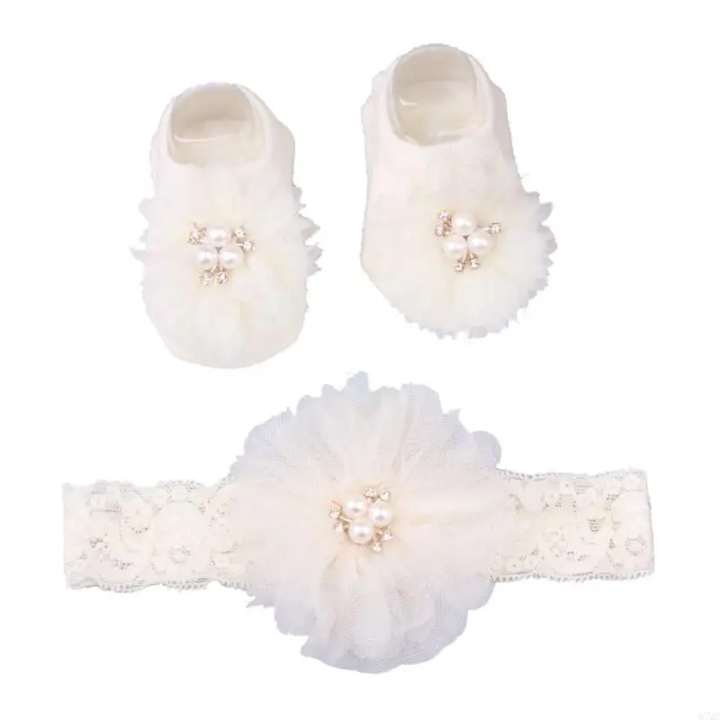 57QE Baby Socks Bow Headband Boys Girls Elastic Headdress Comfortable Baby Accessory