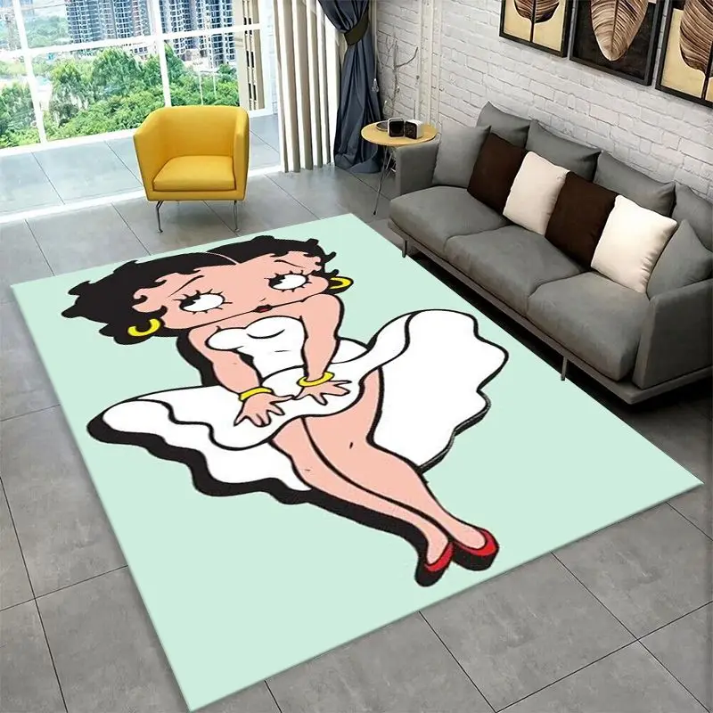 Retro Cartoon B-Betty B-Boop Cute Girl Carpet Rug for Bedroom Living Room Sofa Home Decor,Game Area Rug Non-slip Floor Mat Fest