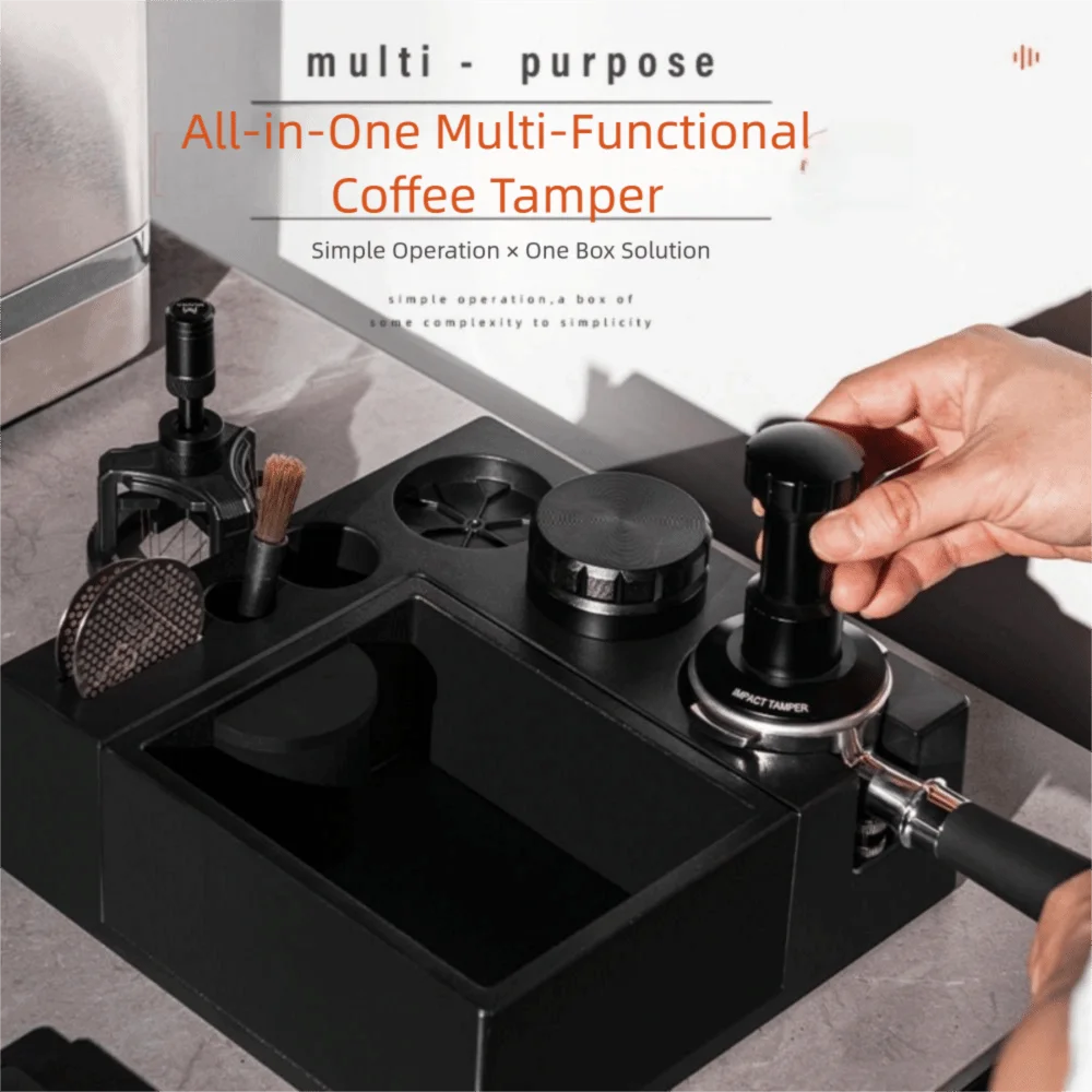 

Removable Espresso Tamping Holder Station Adjustable Slip Resistant Base Espresso Knock Box Plastic Shock-absorbent