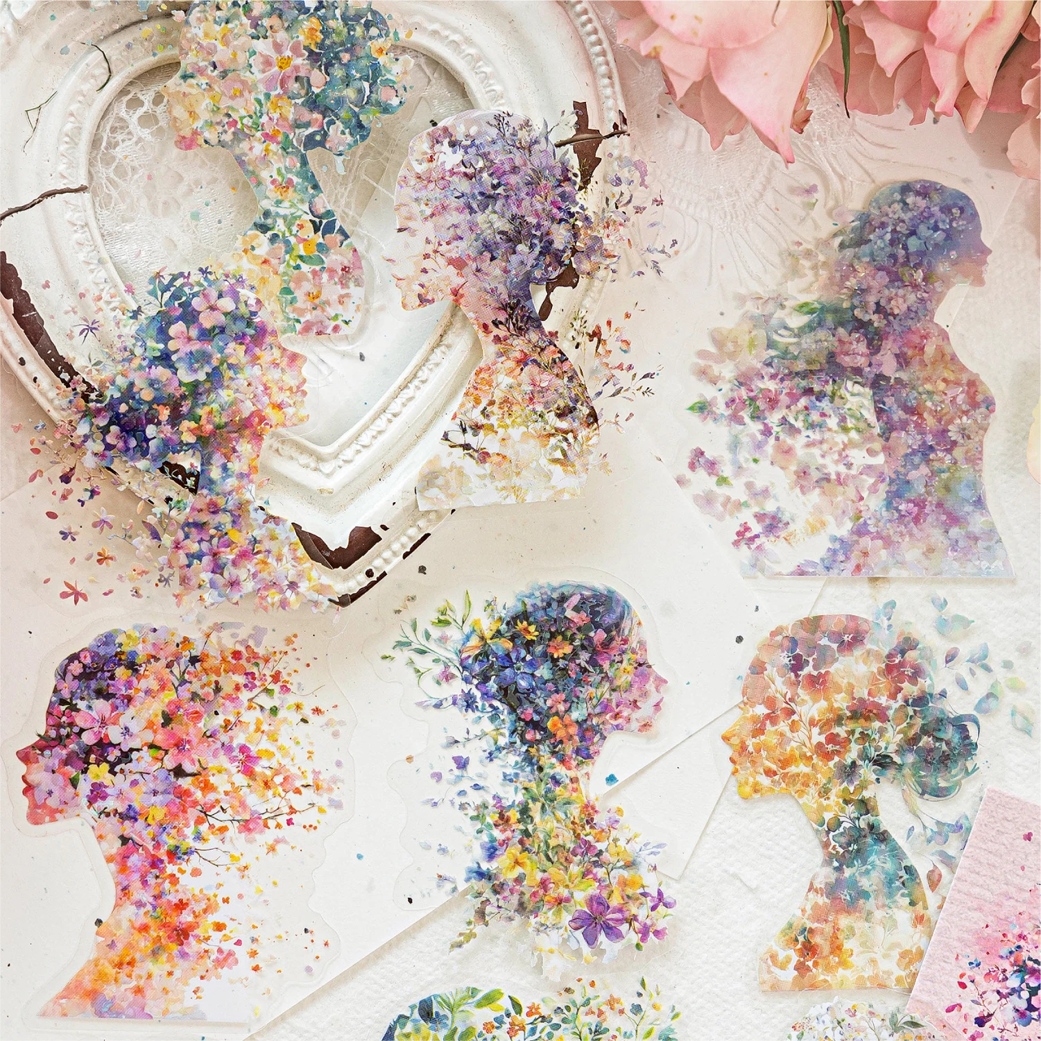 السيد ورقة زهرة العالم سلسلة الجليد كريستال PET ملصقات الحبر الأبيض مجموعة ملصقات مقاومة للماء DIY مواد الديكور للمخططين #4